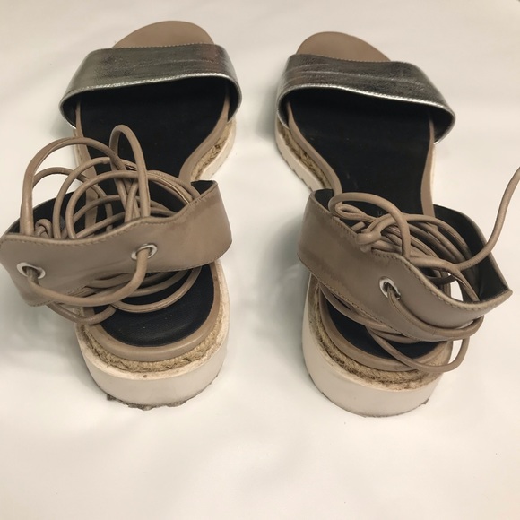 Rebecca Minkoff Silver Leather Lace Up Gladiator Sandals Women’s Size 8 - Picture 4 of 7